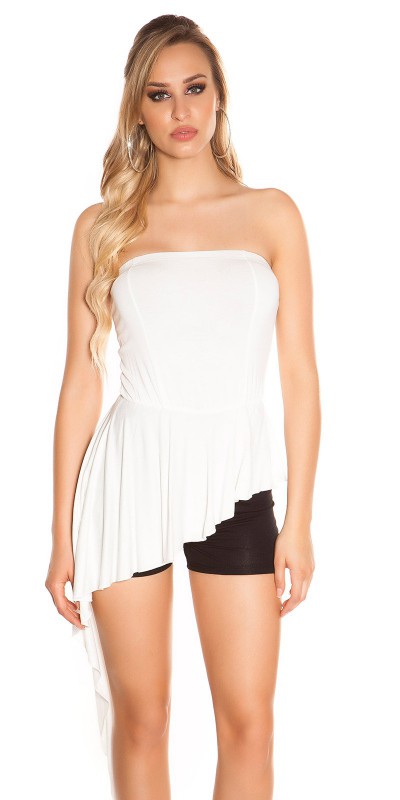 Top bandeau asymétrique Femme - Crème