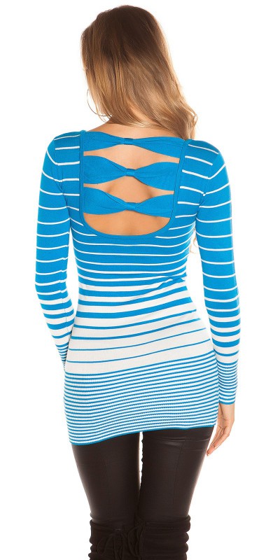 pull turquoise col v femme